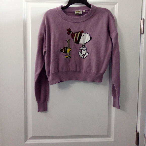 Aeropostale Sweaters - 90s Style Aeropostale Lavender Snoopy & Woodstock Cropped Sweater Size Medium